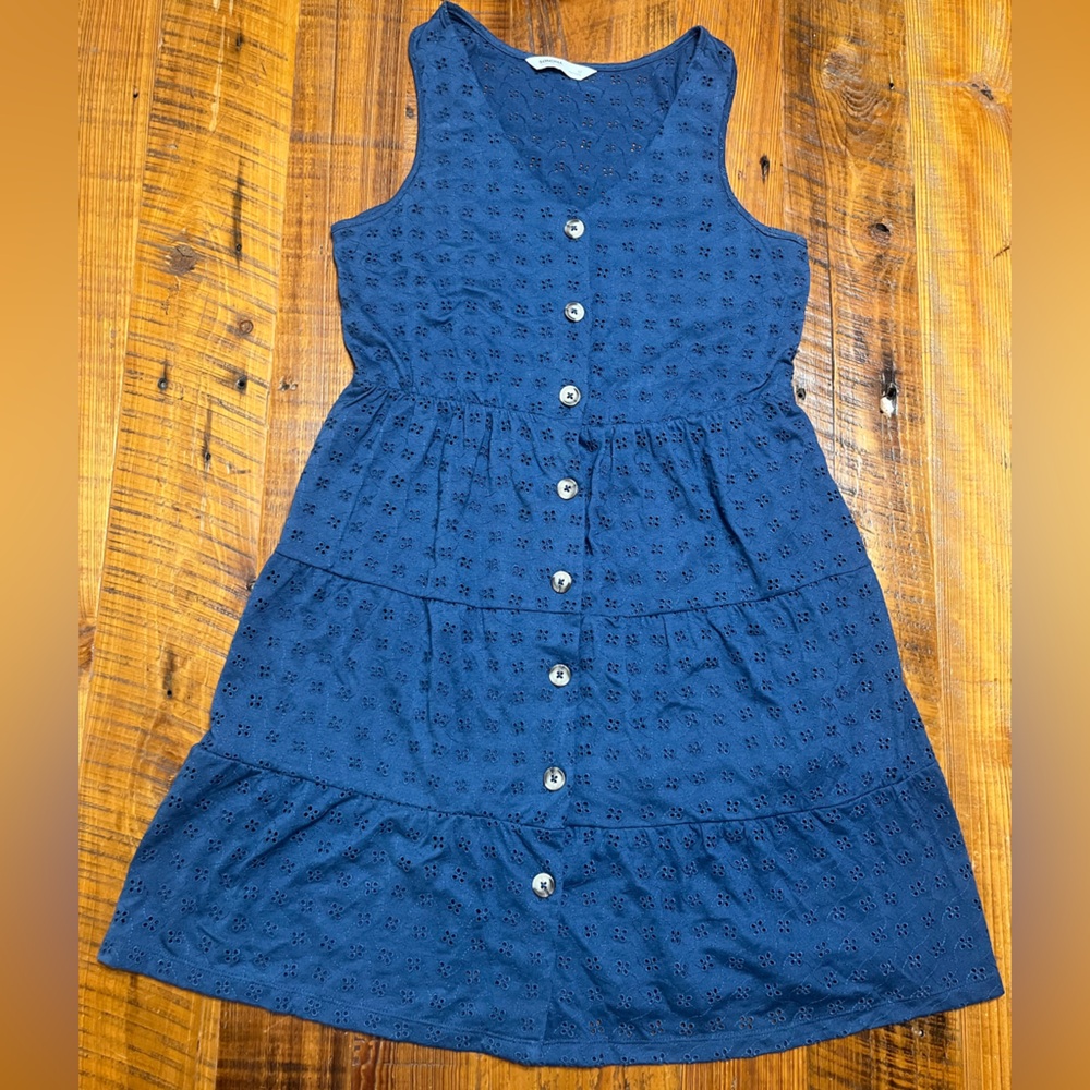 Sonoma Button Down Eyelet Detail Midi Dress Size Medium